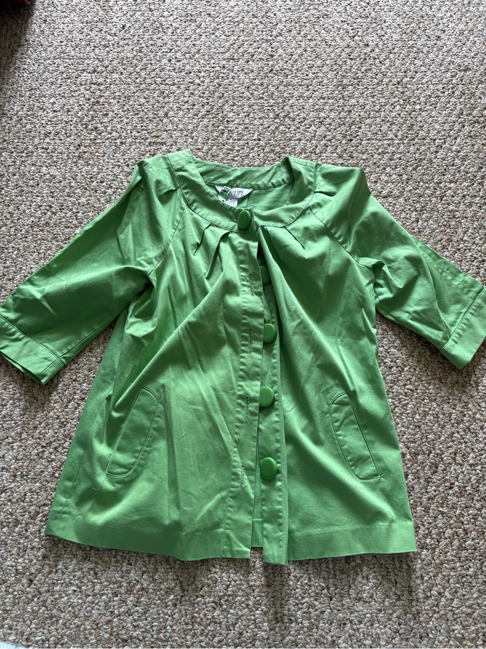 Allison Taylor Lime Green Coat with Oversized Button